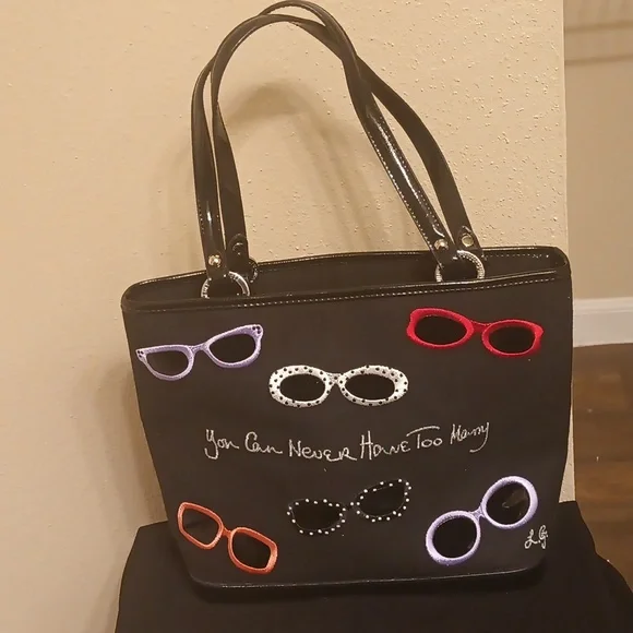 Lulu Guinness Black handbag with shades - Picture 1 of 16